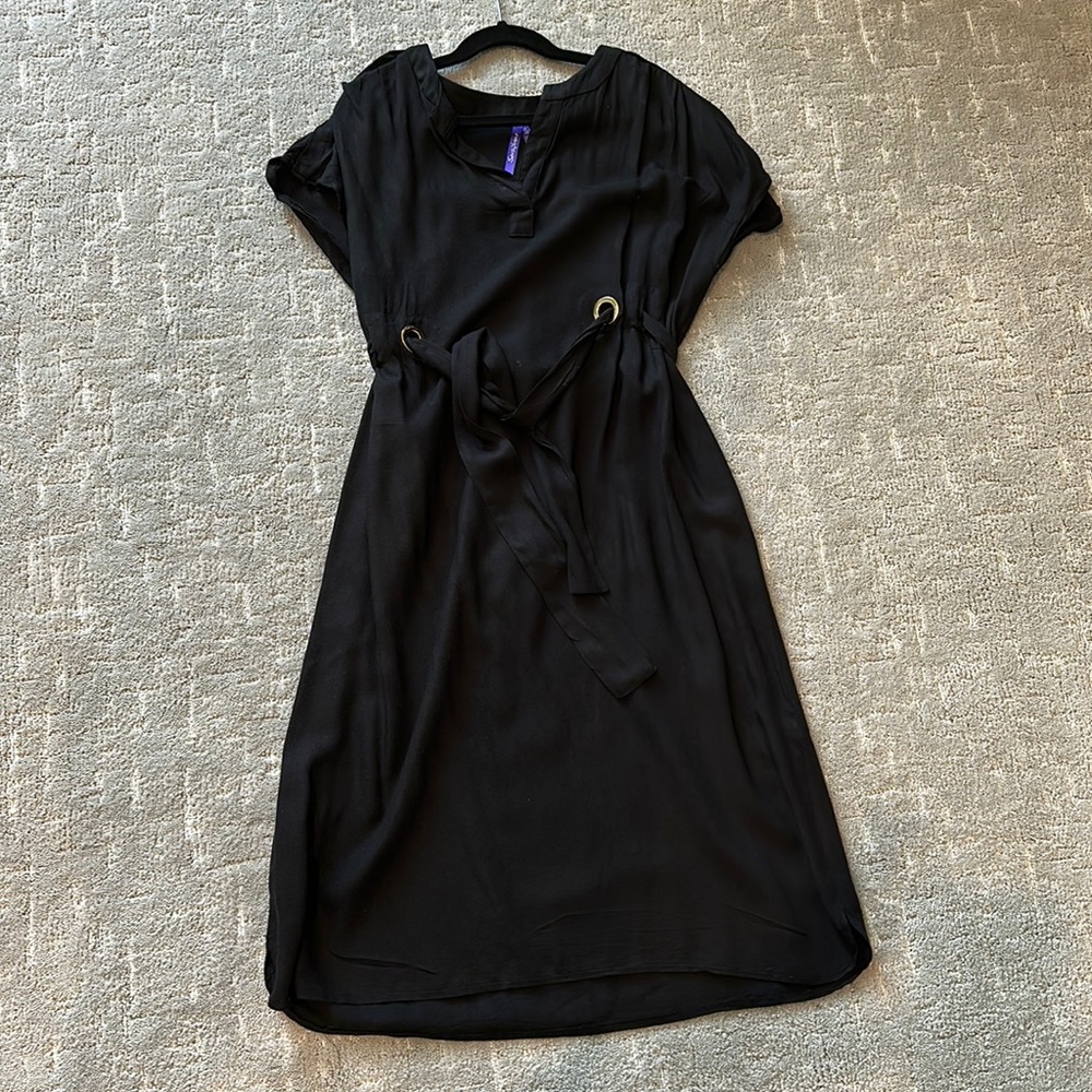 Seraphine tie front black maternity dress, size 6 (fits more like 2-4)
